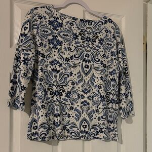 Croft & Barrow Blue and Black Patterned Blouse